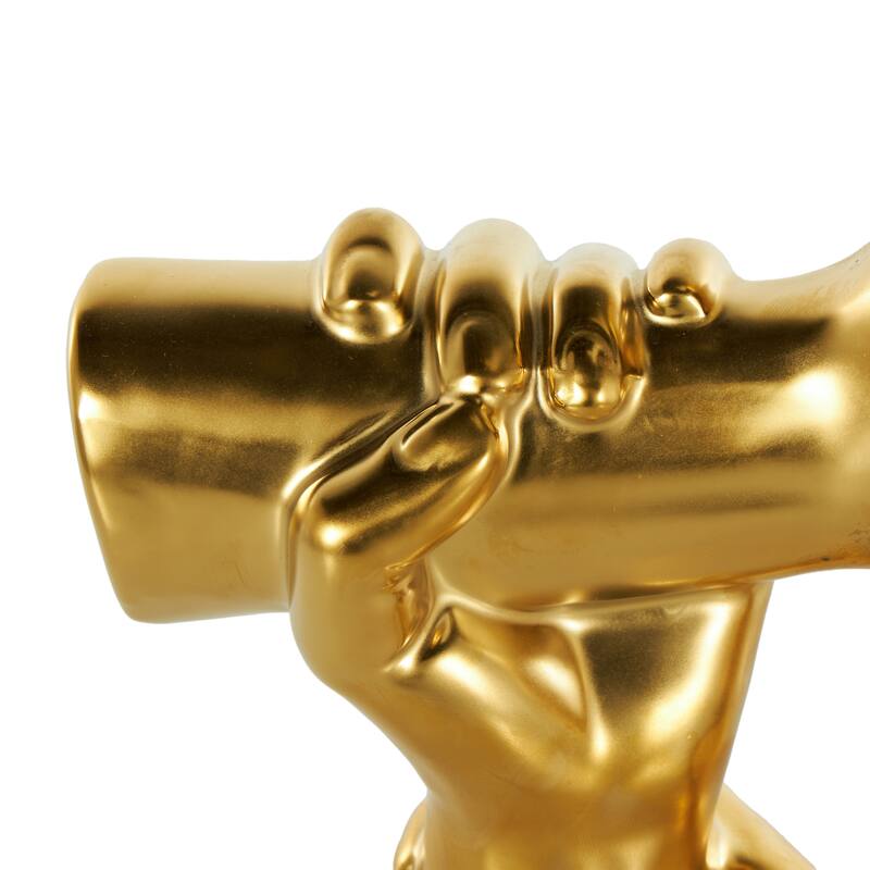 Gold Ceramic Gripping Hands Decorative Sculpture