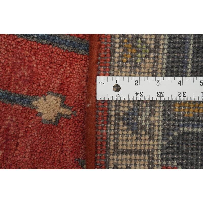 Hand-knotted Transitional Wool Carpet Red Oushak Rug Floral Oriental Area Rug - 12' 0'' X 8' 10''