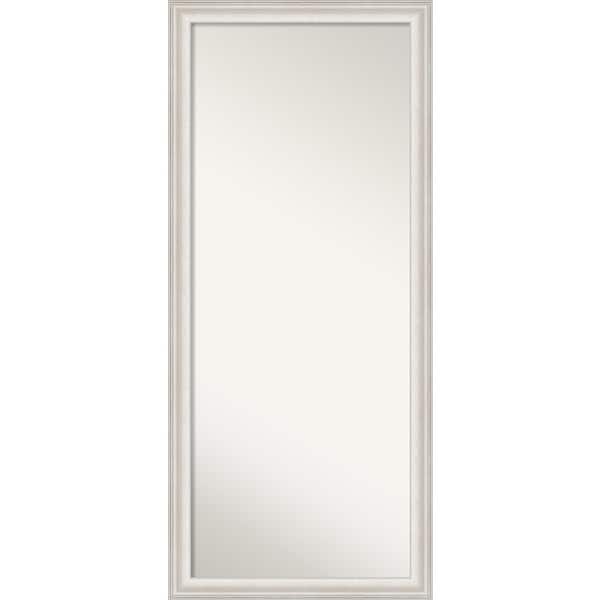 NonBeveled Wood Full Length Floor Leaner Mirror Trio White Wash