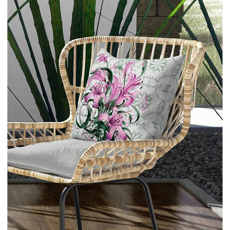 Lily Legends Indoor/Outdoor Reversible Throw Pillow Brown and Green