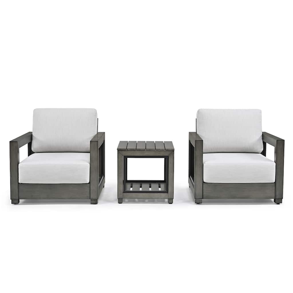 3-Piece Aluminum Patio Conversation Set with Hand-painted Frame and Cushions