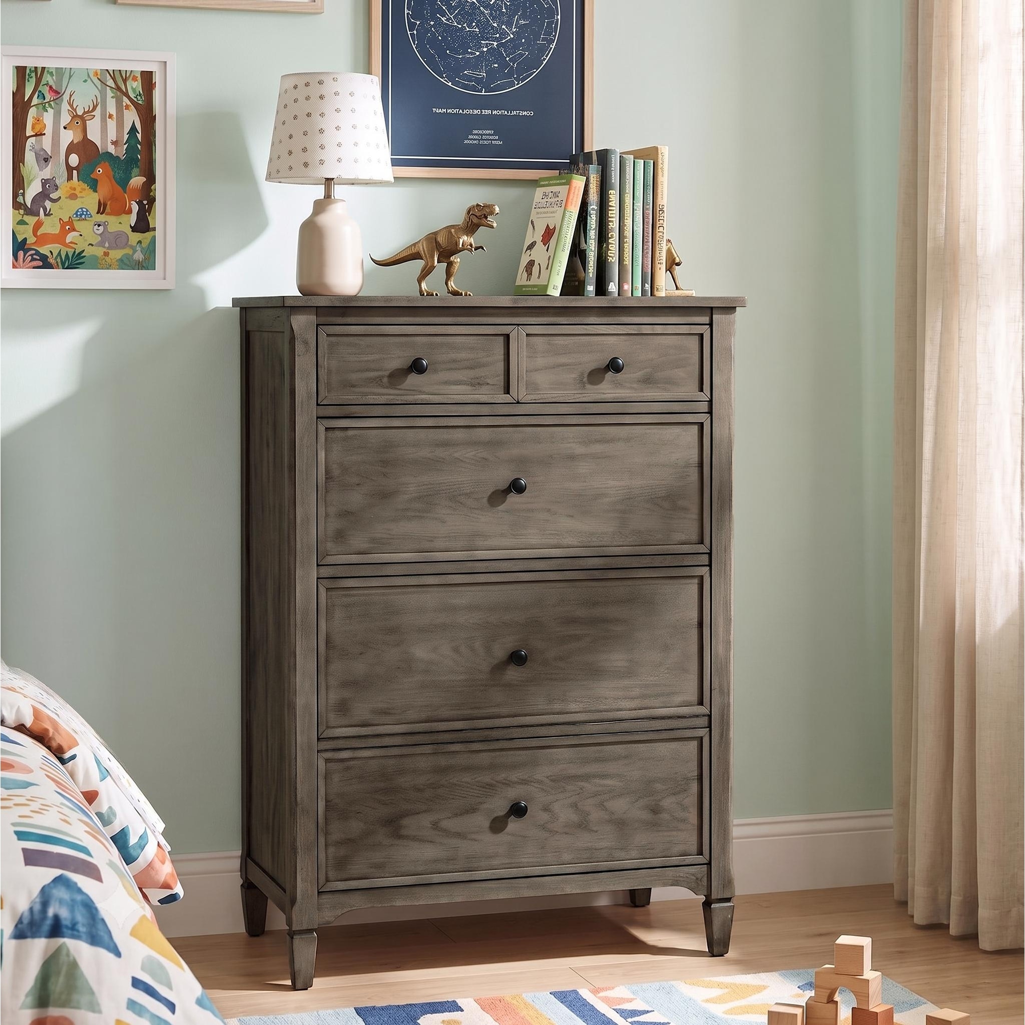 Furniture of America Lanister Rustic Warm Grey Solid Wood 4-Drawer Chest