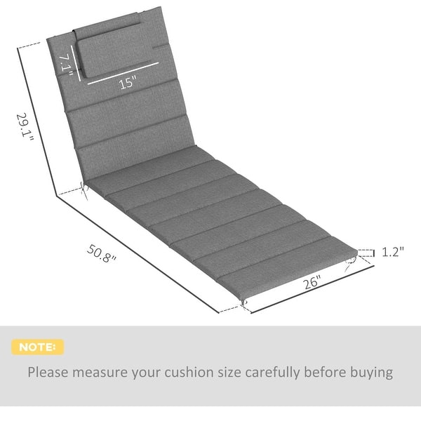 dimension image slide 2 of 5, Outsunny Outdoor Lounge Chair Cushion Set of 2, UPF50+ 230gsm Olefin and 25D Foam, Foldable Patio Chaise Lounge Cushion Set