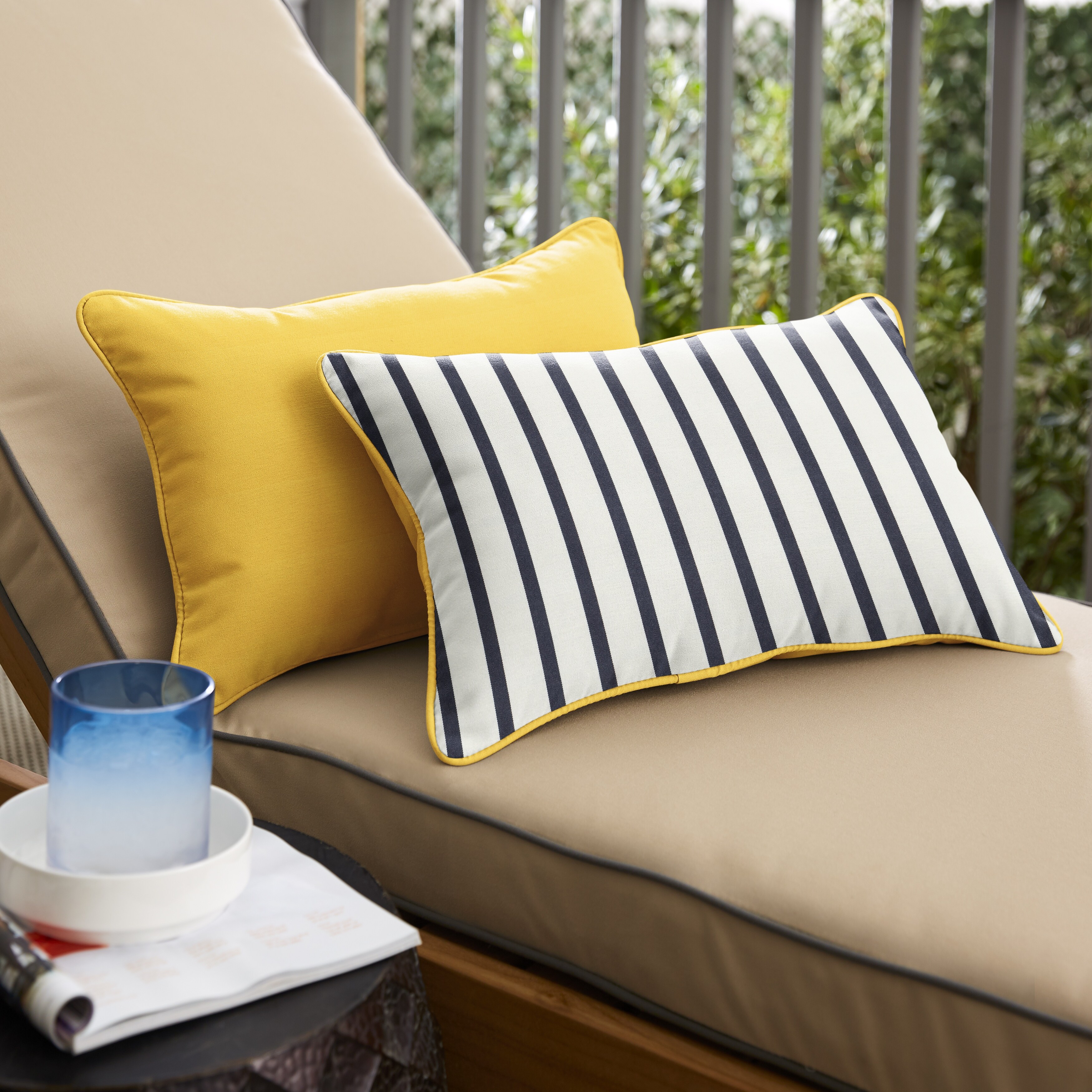 Yellow striped online outdoor pillows
