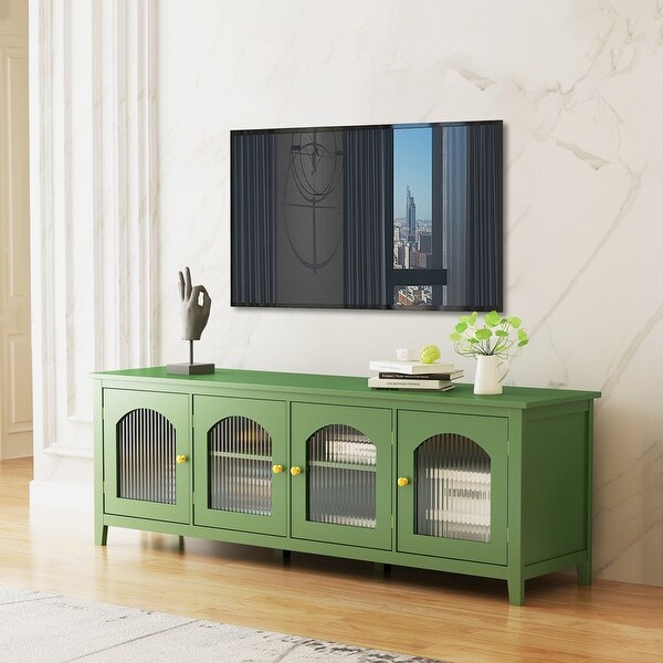 Living room antique green wood display cabinet accent storage