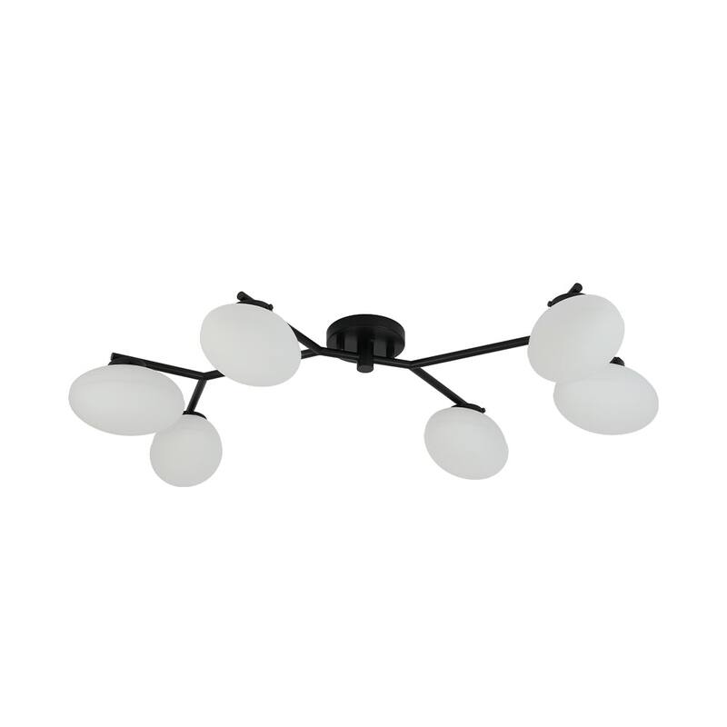 Modern 6-Light Opal Glass Globe Branch Sputnik Ceiling Light