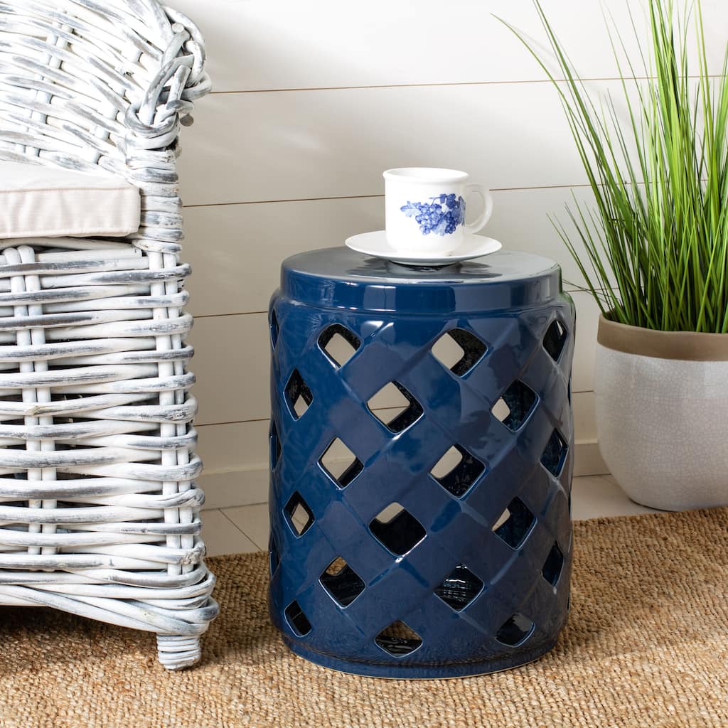 SAFAVIEH Rowena Lattice Ceramic Decorative Garden Stool
