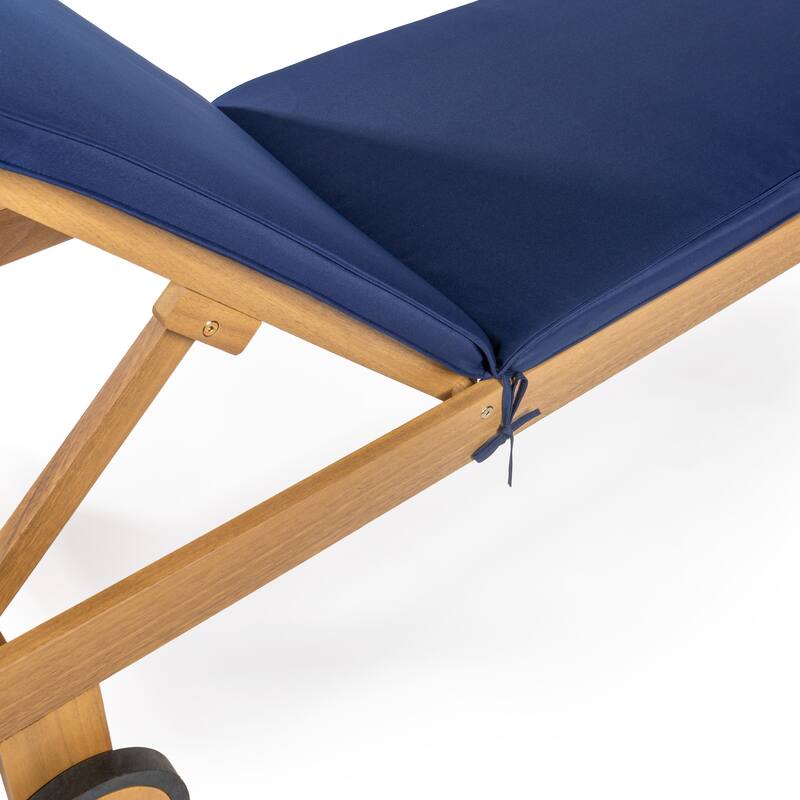 Adjustable Outdoor Chaise Lounge w/ Cushion & Wheels - JONATHAN Y