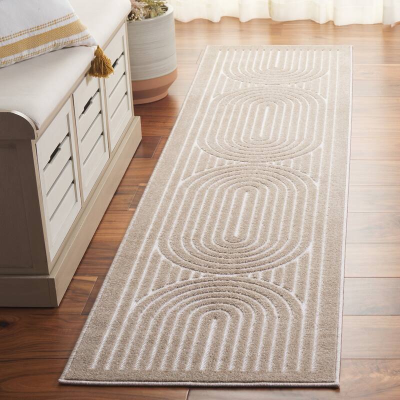 SAFAVIEH Stella Veroana Modern & Contemporary Rug - 2' x 8' Runner - Beige/Ivory