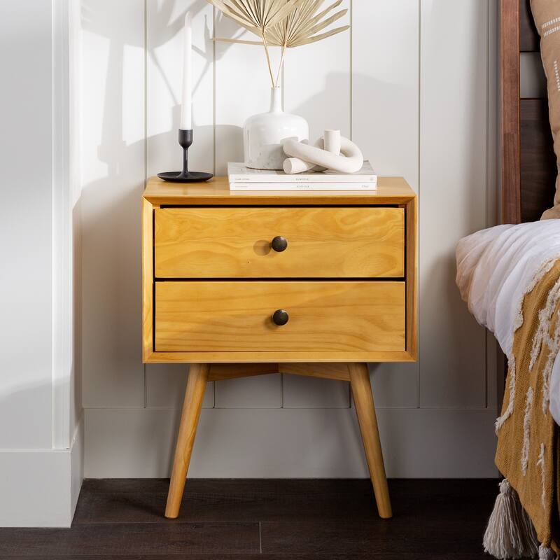 Middlebrook Mid-century Modern Solid Wood 2-drawer Nightstand - Light Oak