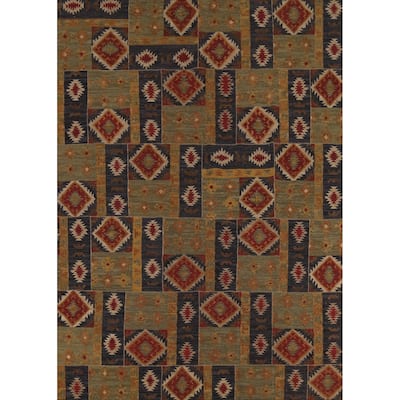 All-Over Geometric Kilim Indian Area Rug Hand-Woven Wool Carpet - 7'8"x 9'10"