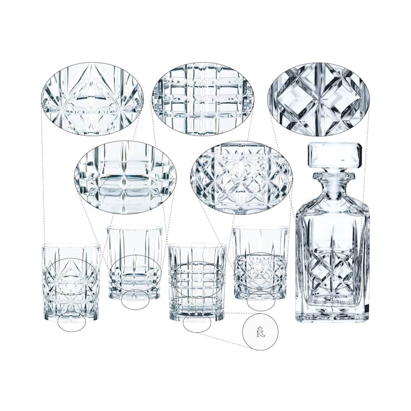Nachtmann Highland 5-Piece Decanter and Whiskey Glass Set - Decanter 50 ML Tumblers 12 oz