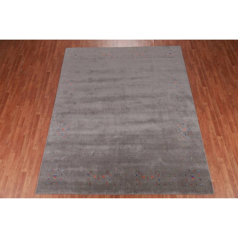 Gabbeh Indian Area Rug Hand-Knotted Wool Carpet - 7'10" x 9'9"