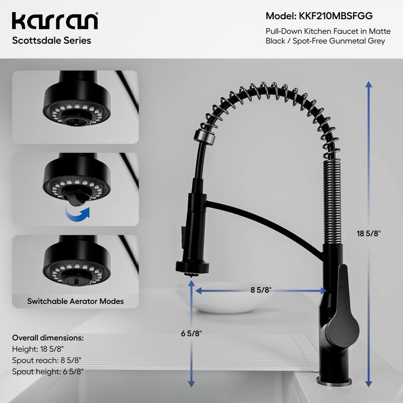 Karran Scottsdale Single-Handle Pull-Down Sprayer Commercial Style Kitchen Faucet