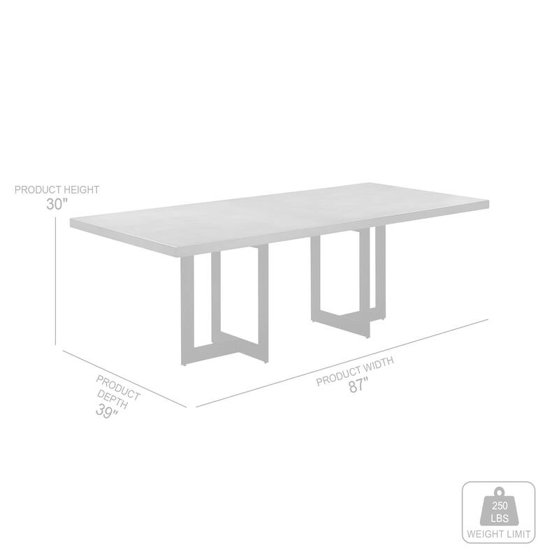 Odet 87" Concrete and Metal Double Pedestal Dining Table