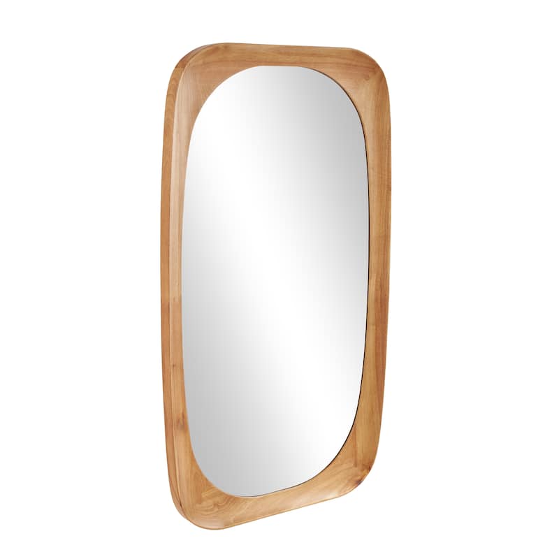 Wood Oval Wall Mirror - Dark Brown or Brown - Roche River Decor