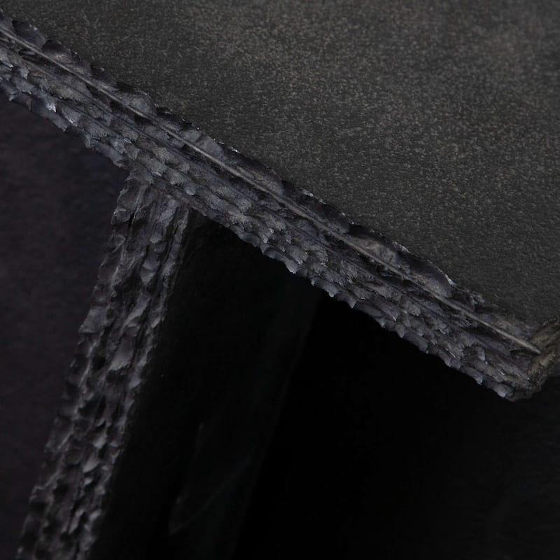 Tely Accent Side End Table, 12 Inch Square Black Slate Marble Top, X Base