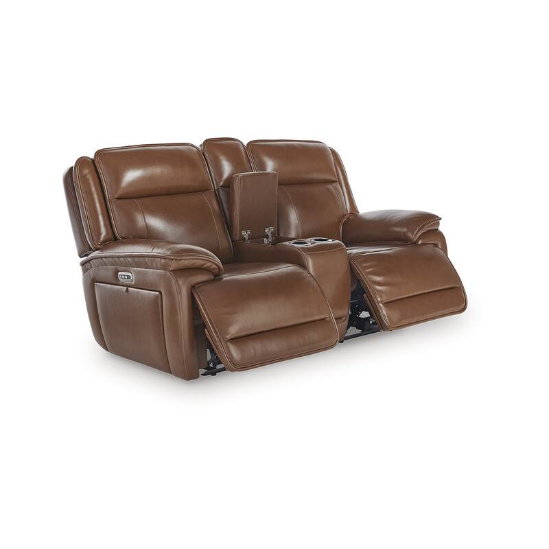 Signature Design by Ashley Healy Pier Brown Power Reclining Loveseat with Console - 78" W x 40" D x 42.25" H