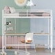 preview thumbnail 4 of 26, Modern Style Twin Metal Loft Bed with Desk, Shelve, 4-step Ladder and Guardrail, Creative Structure & Good Stability, White