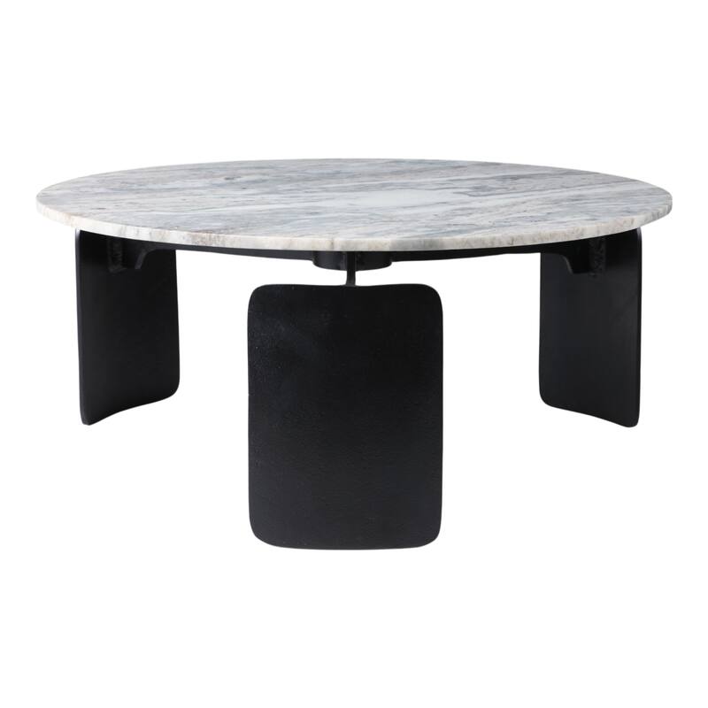 Marble Round Top 3-Footed Coffee Table - Gray, 13" - 30.0"