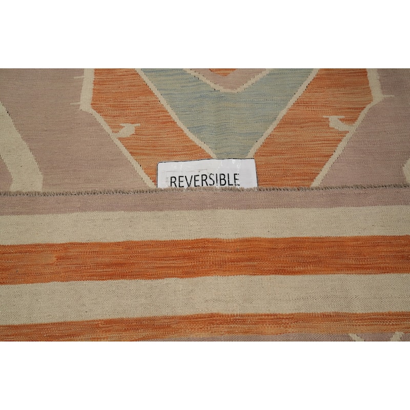 Hand Woven Oriental 100% Wool Carpet Southwestern Tribal Purples Kilim Area Rug - 9' 9'' X 8' 1''
