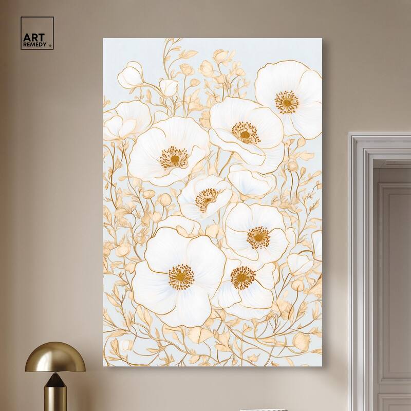 White and Gold Poppies I Canvas by Art Remedy, Gallery Wrapped