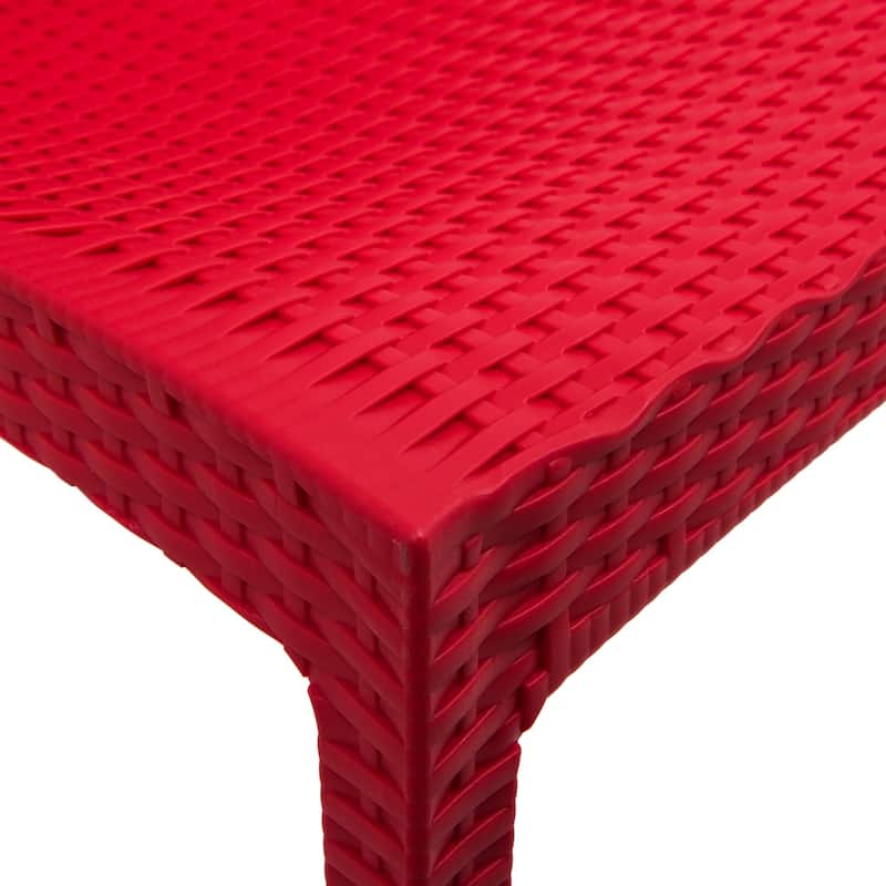 Outdoor Patio Dining Chairs, Set of 4 Stackable Polypropylene Chairs with Woven Design for Garden, Deck, or Pool