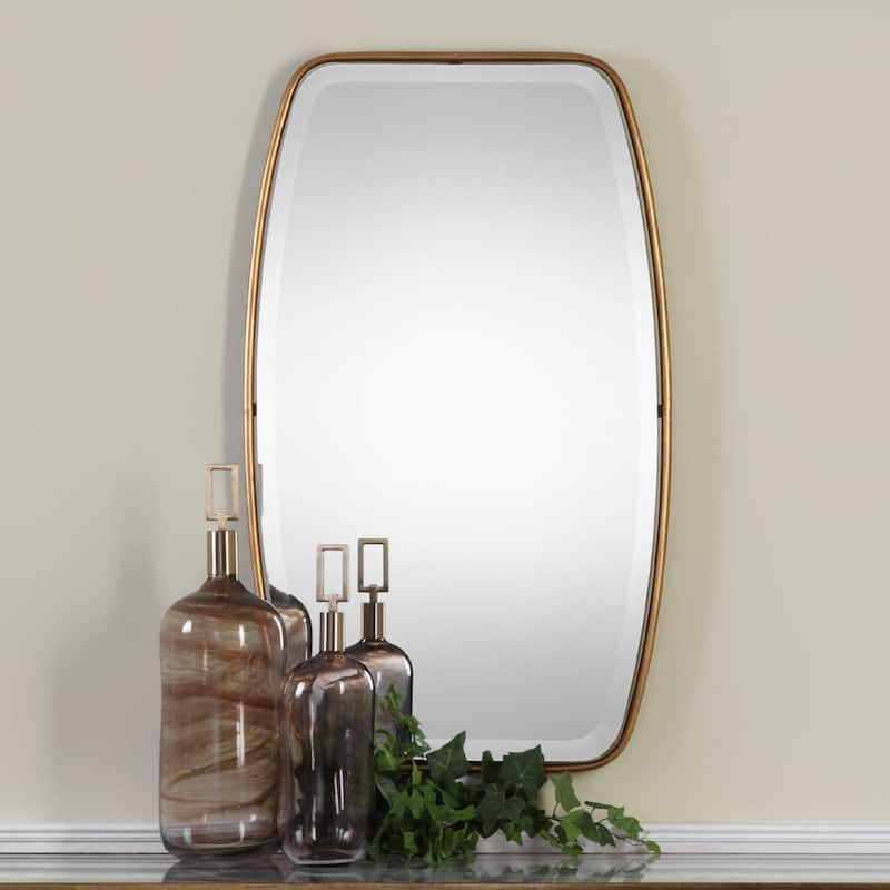Beveled Wall Mirror - 36" - Antique Gold