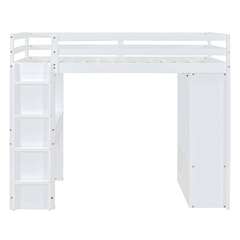 Loft Bed with large shelves, writing desk and LED Light