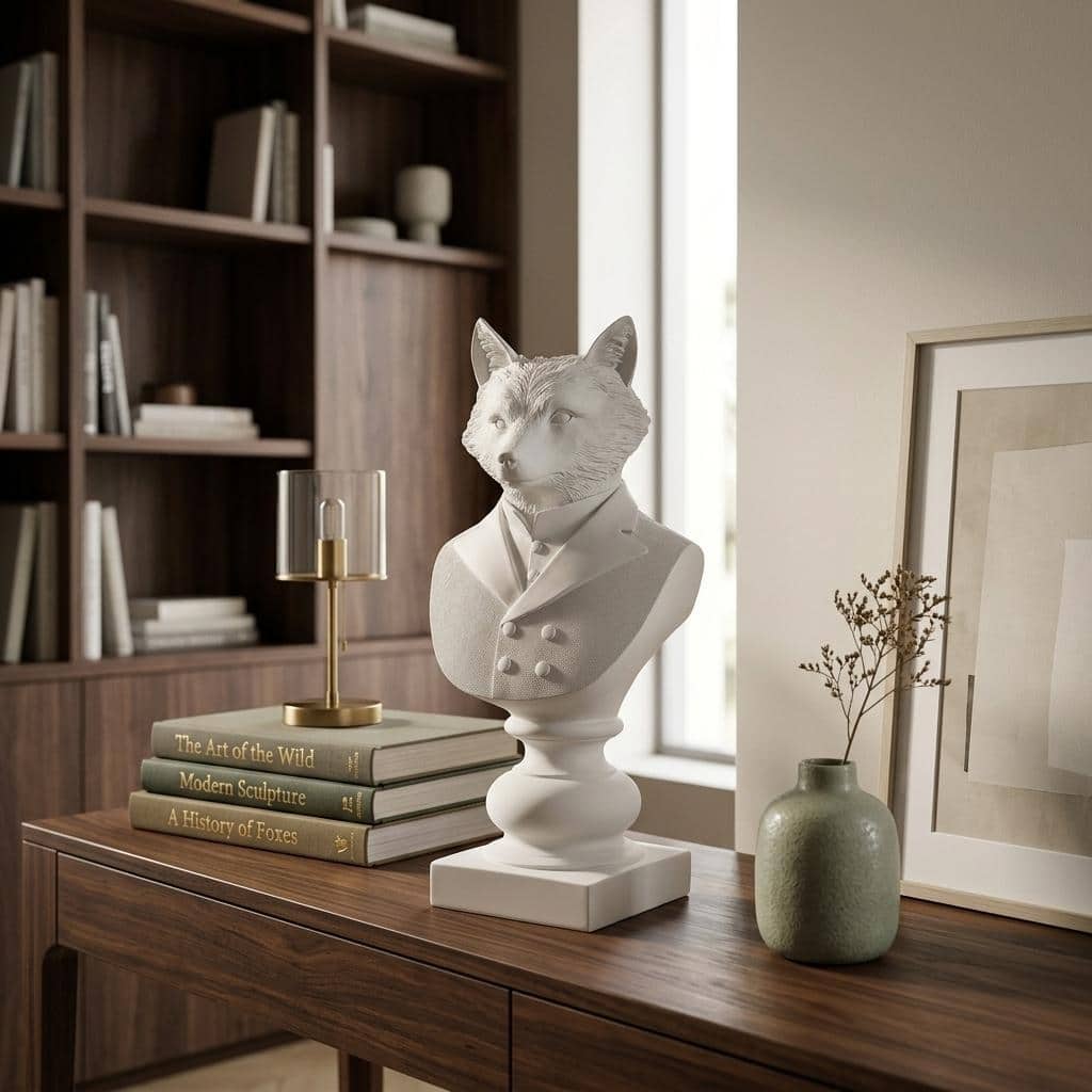 HomeRoots 13" White Resin Fox Bust Tabletop Sculpture - 5.00 in. x 13.00 in. x 6.00 in.