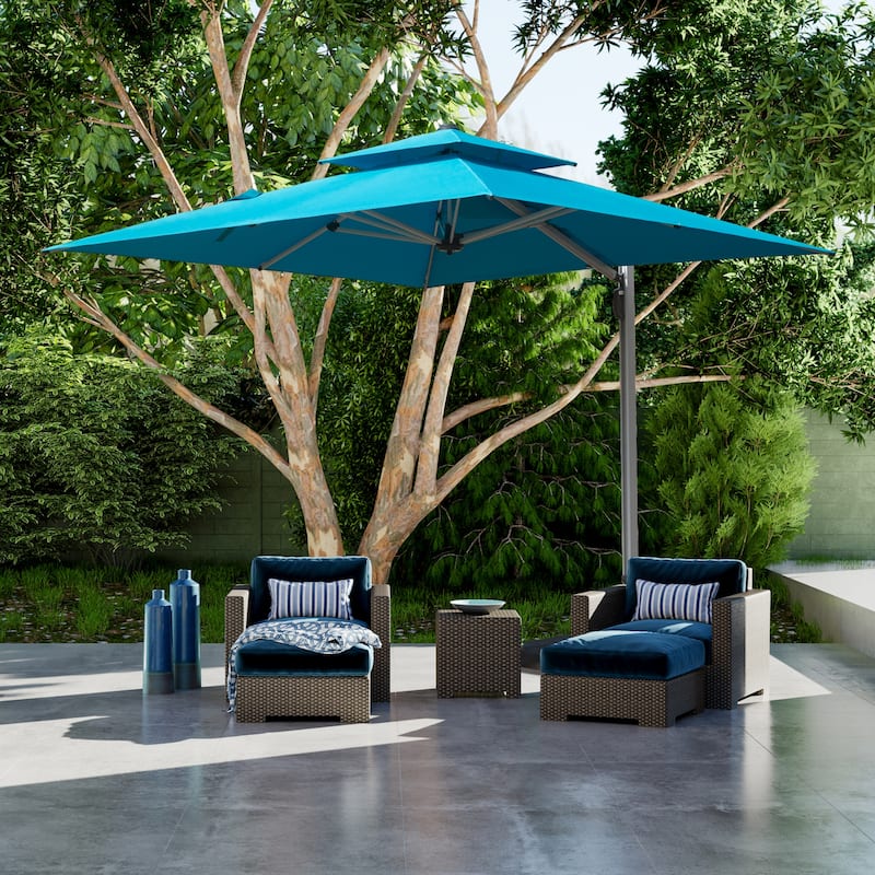 Aluminum Cantilever Tilt Patio Umbrella with Center Pole(Base Not Included)