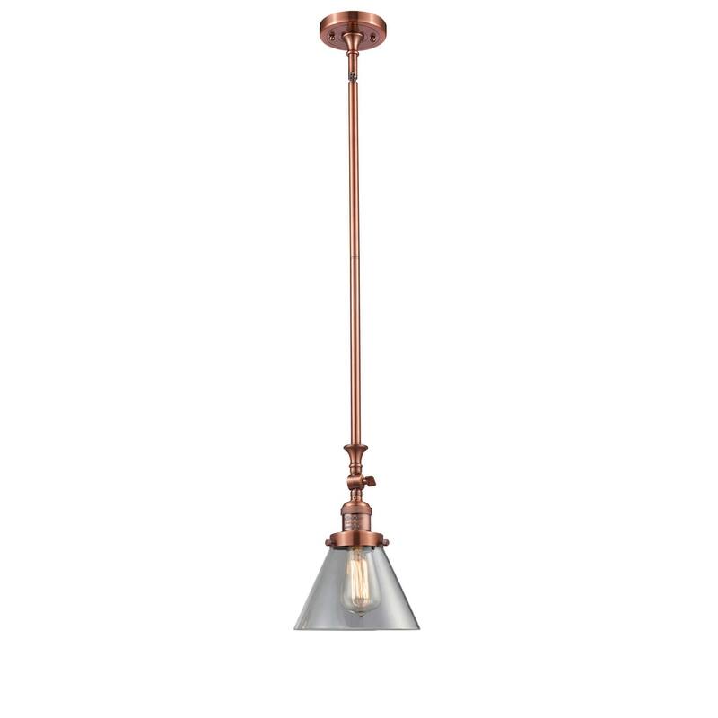 Innovations Lighting Large Cone 8" Wide Adjustable Mini Pendant - Antique Copper / Clear