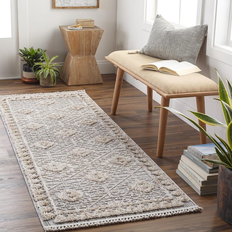 Livabliss Transitional Zaragoza Medallion Area Rug - 2'7" x 7'3" - Grey/Beige