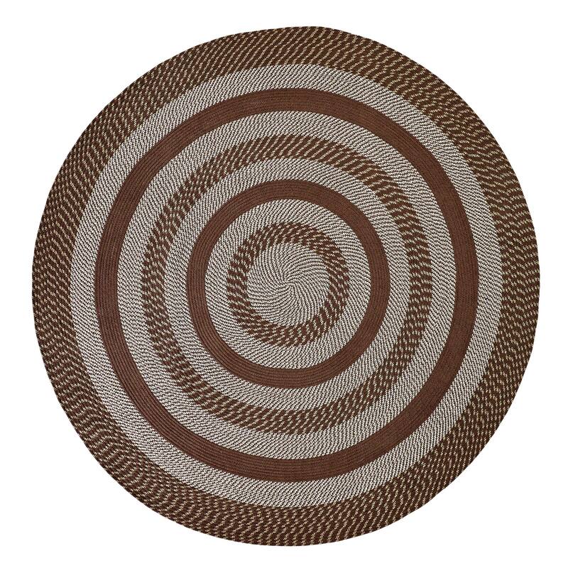 Better Trends Newport Braid Collection 100% Polypropylene Durable & Stain Resistant Double-Sided Reversible Indoor Utility Rug - 96" Round - Brown