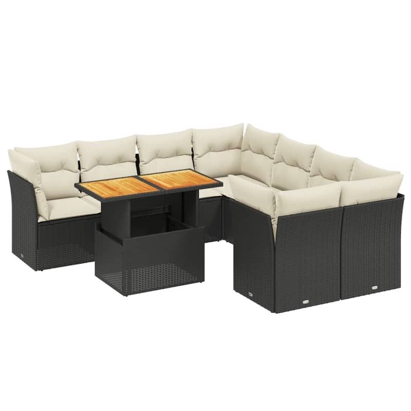 vidaXL Patio Sofa Set with Cushions Lounge Sofa Modules 9 Piece Poly Rattan - 21.7 x 39.4 x 28.7