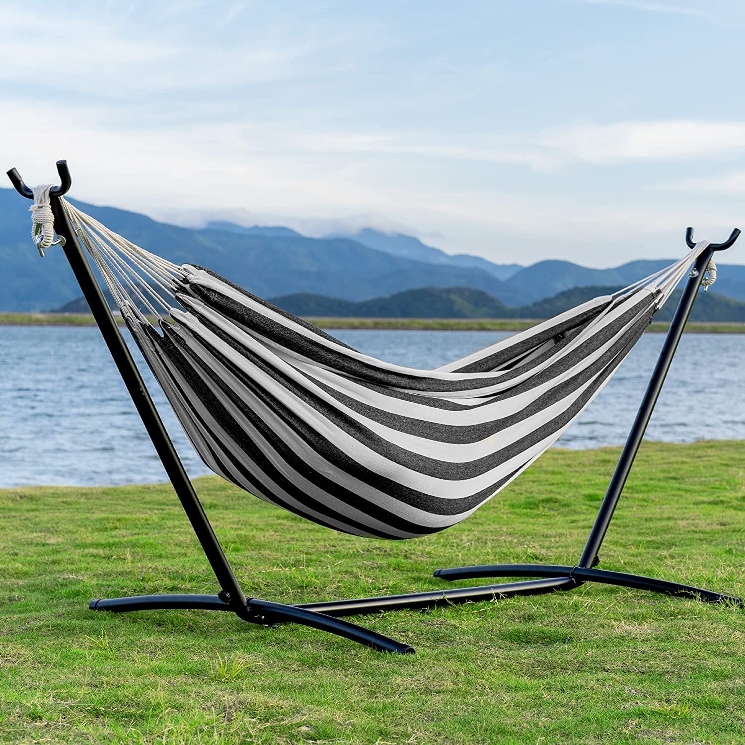 Double hammock deals with steel stand