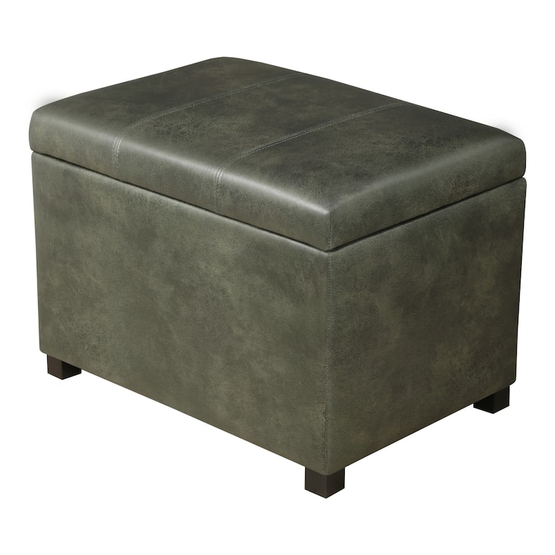 Adeco Faux Leather Storage Ottoman for Living Room Footstool