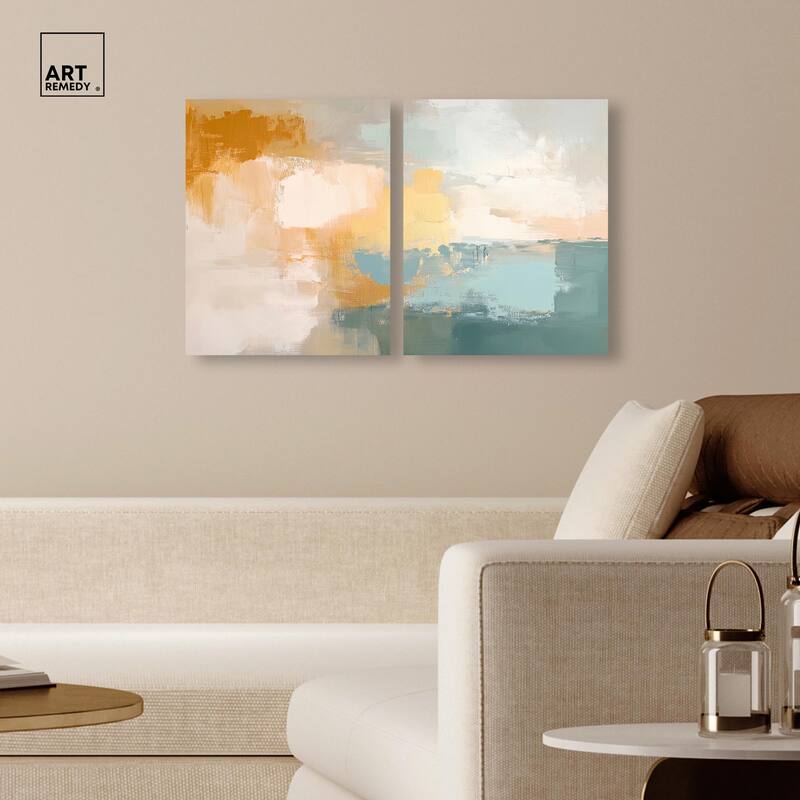 Muted Melody I Canvas Set of 2 by Art Remedy, Gallery Wrapped
