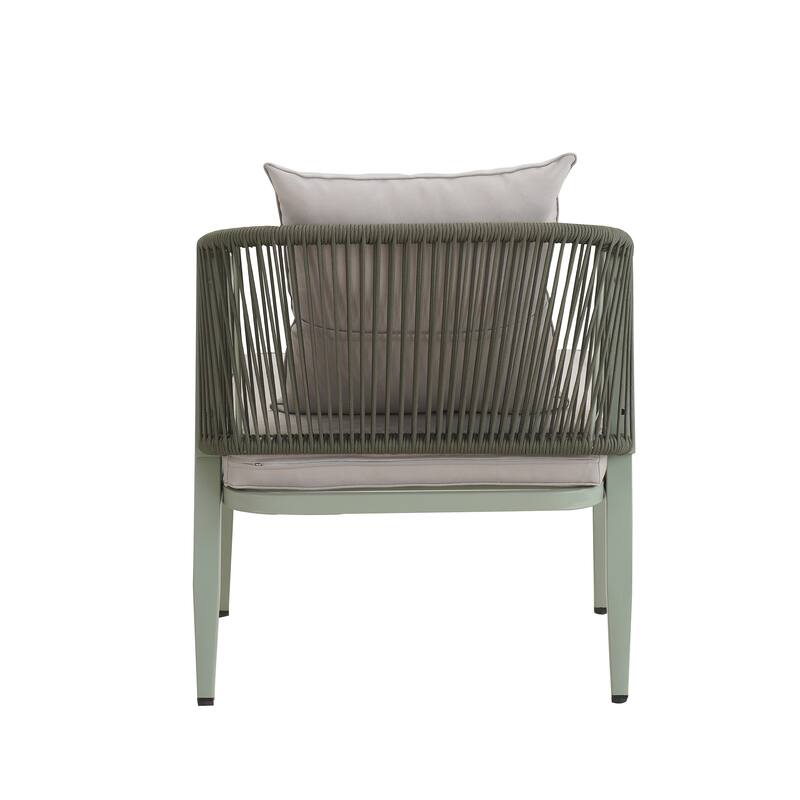4-Piece Outdoor Iron Cnversation Sofa Set with Coffee Table and Cushions