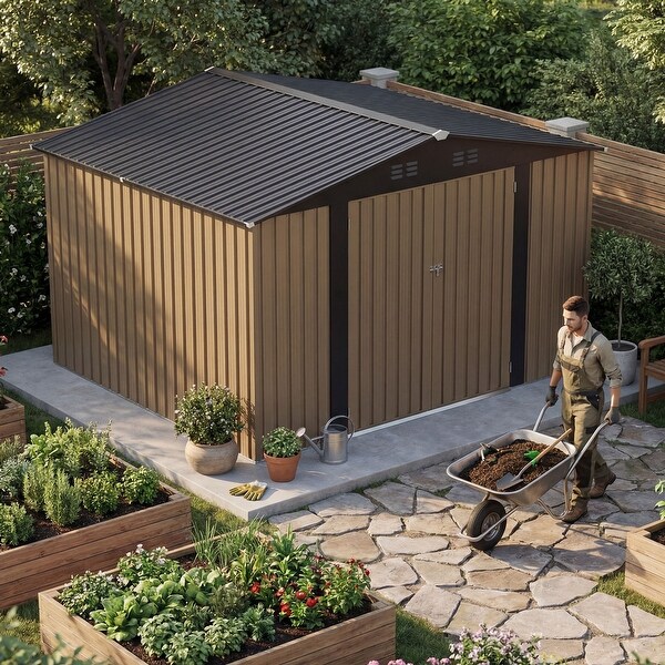 Moasis 10ft x 8ft Spacious Metal Outdoor Storage Shed, Lockable
