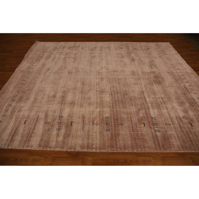 Hand Knotted Oriental 100% Wool Carpet Tribal Tribal Brown Gabbeh Area Rug - 9' 7'' X 8' 0''