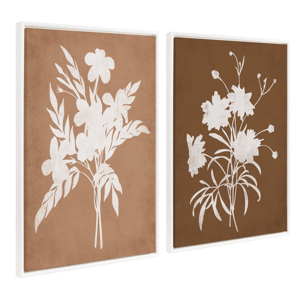 Kate and Laurel Sylvie Beaded Floral Canvas Art Set by Heather Dutton
