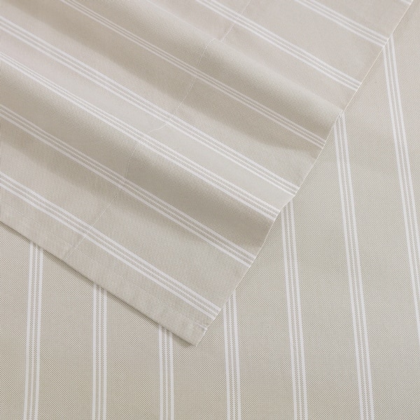 Tommy Hilfiger Printed Cotton Percale Sheet Set - Effortless Stripe Beige - King
