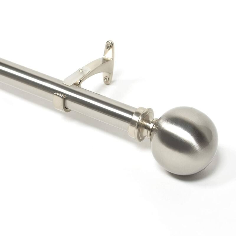 Deco window 1 Inch Adjustable Curtain Rod for Windows & Doors Curtains with Ball Finials & Brackets Set - Silver - 2 Pack | 36" to 66"