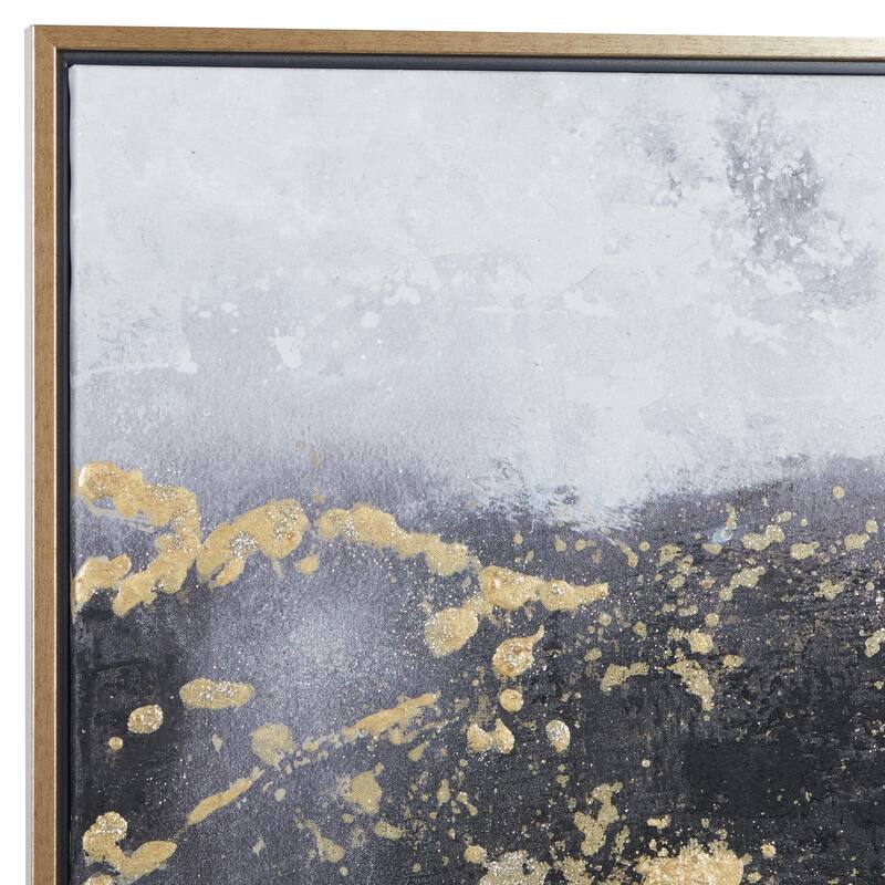 Canvas Leaf Living Room Framed Wall Art with Silver Frame