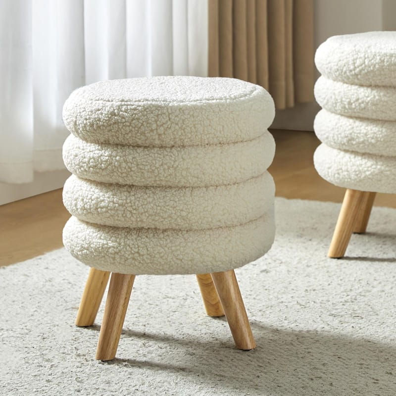 Deonicio 15.7" Wide Ottoman with Solid wood Legs, Set of 2