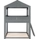 preview thumbnail 11 of 10, Full Over Full House Bunk Bed with Roof, Space-Saving Wood Bunk Bedframe w/ Window, Guardrail, Ladder for Kids Teens, Girls Boys