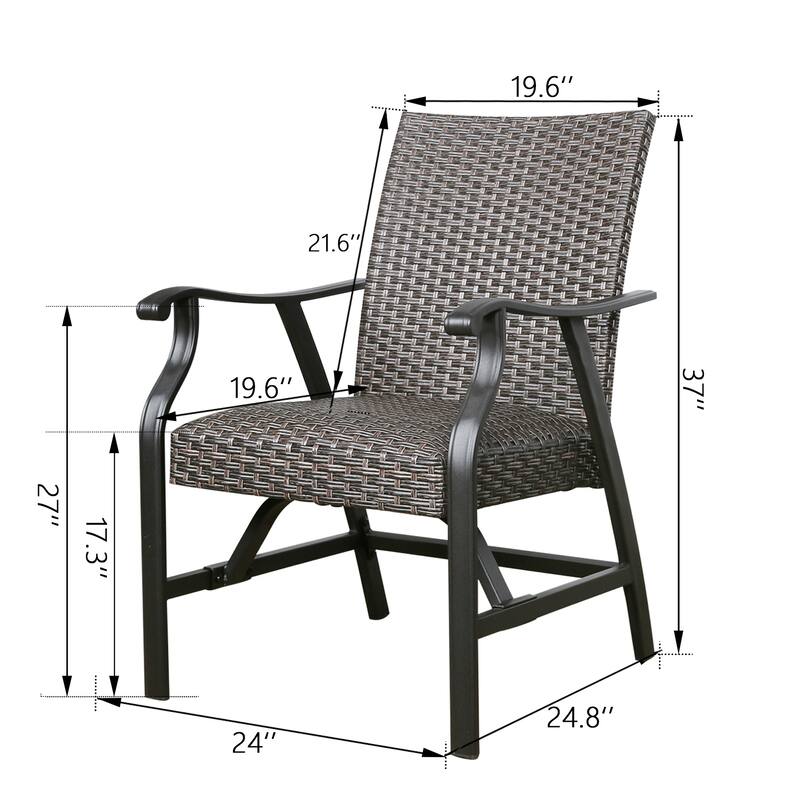 Outdoor Dining Chairs Patio Wicker Padded Rocking Motion Arm Chairs