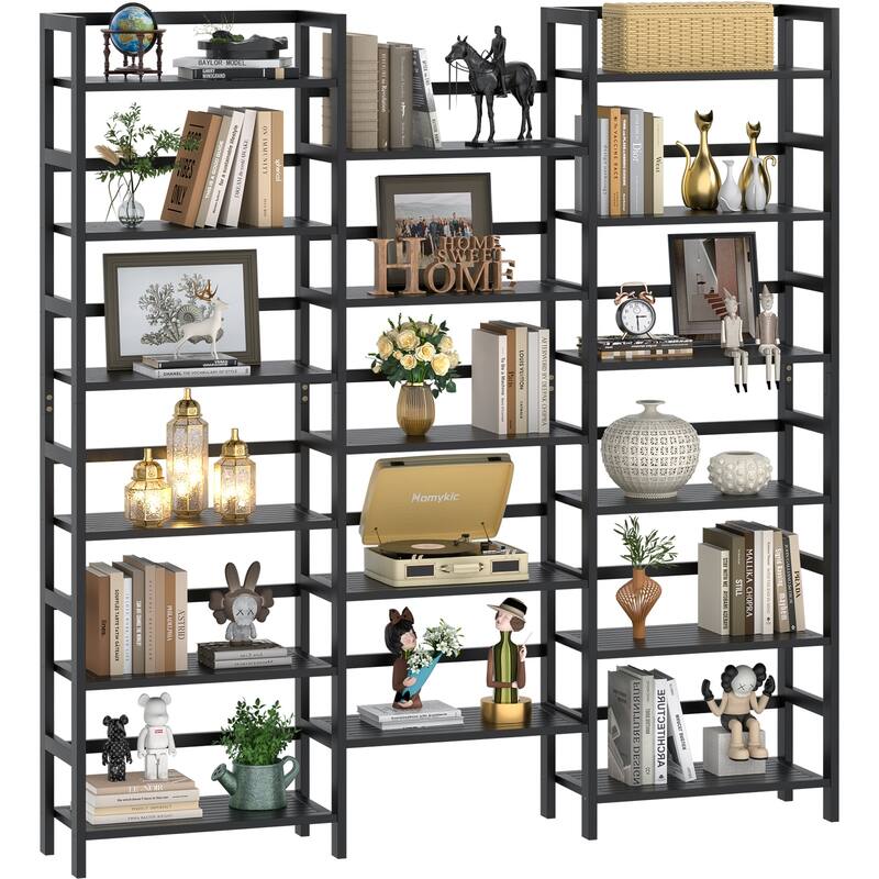 6-Tier Solid Bamboo Bookcase,Large Freestanding Open Bookshelf with 17 Display Shelves,Easy To Assemble