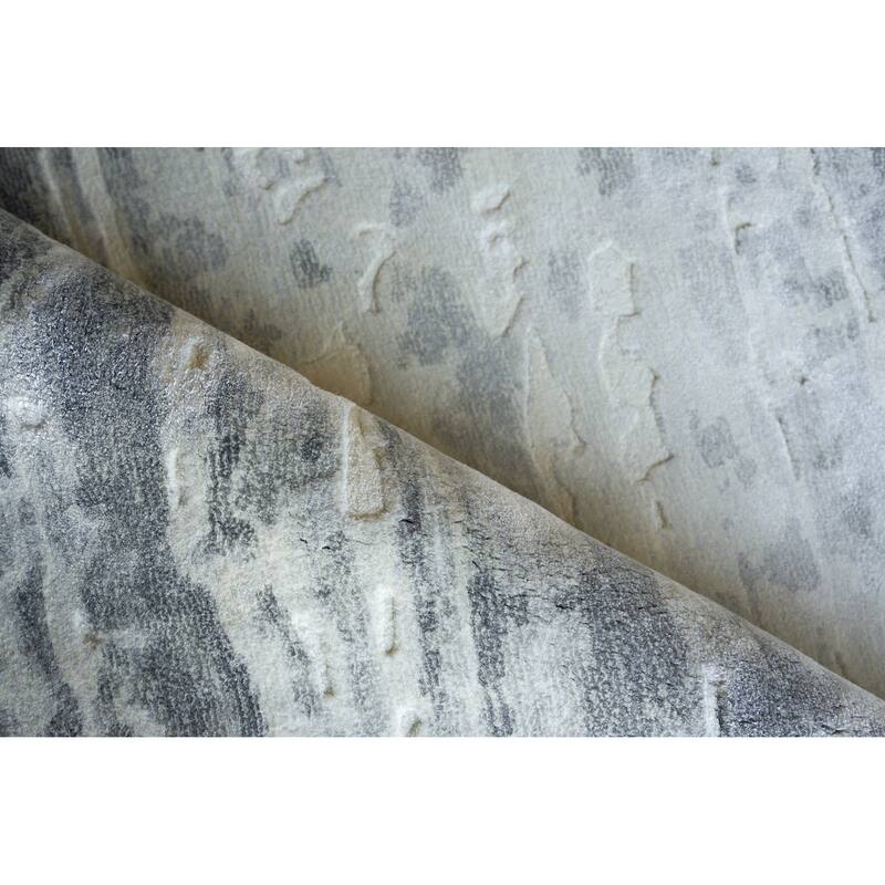 Travertine Silver Wool/Bamboo Silk handloomed Area Rug